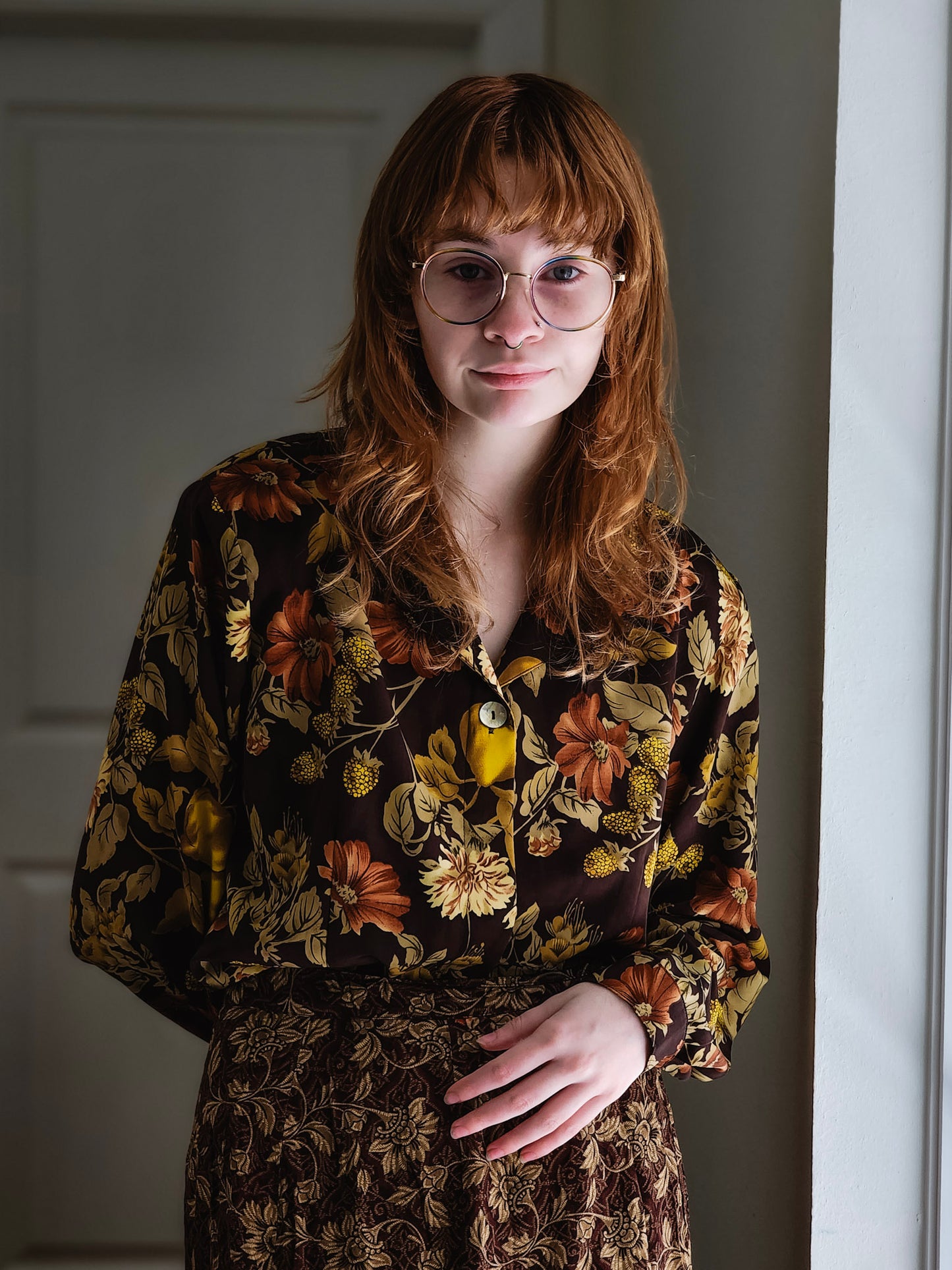 Autumnal Floral Shirt | Size M