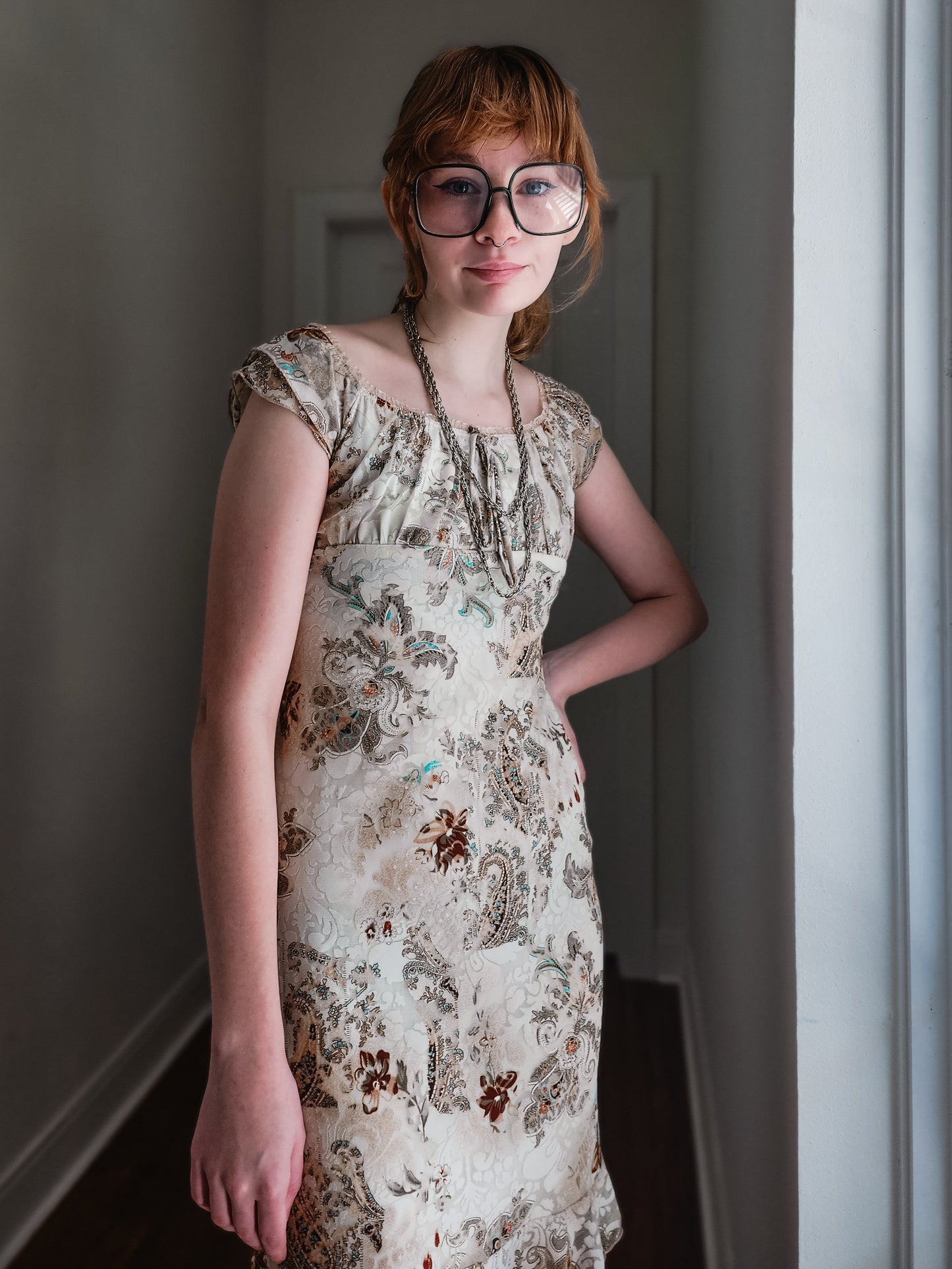 Cream Paisley Mini Dress | Size S