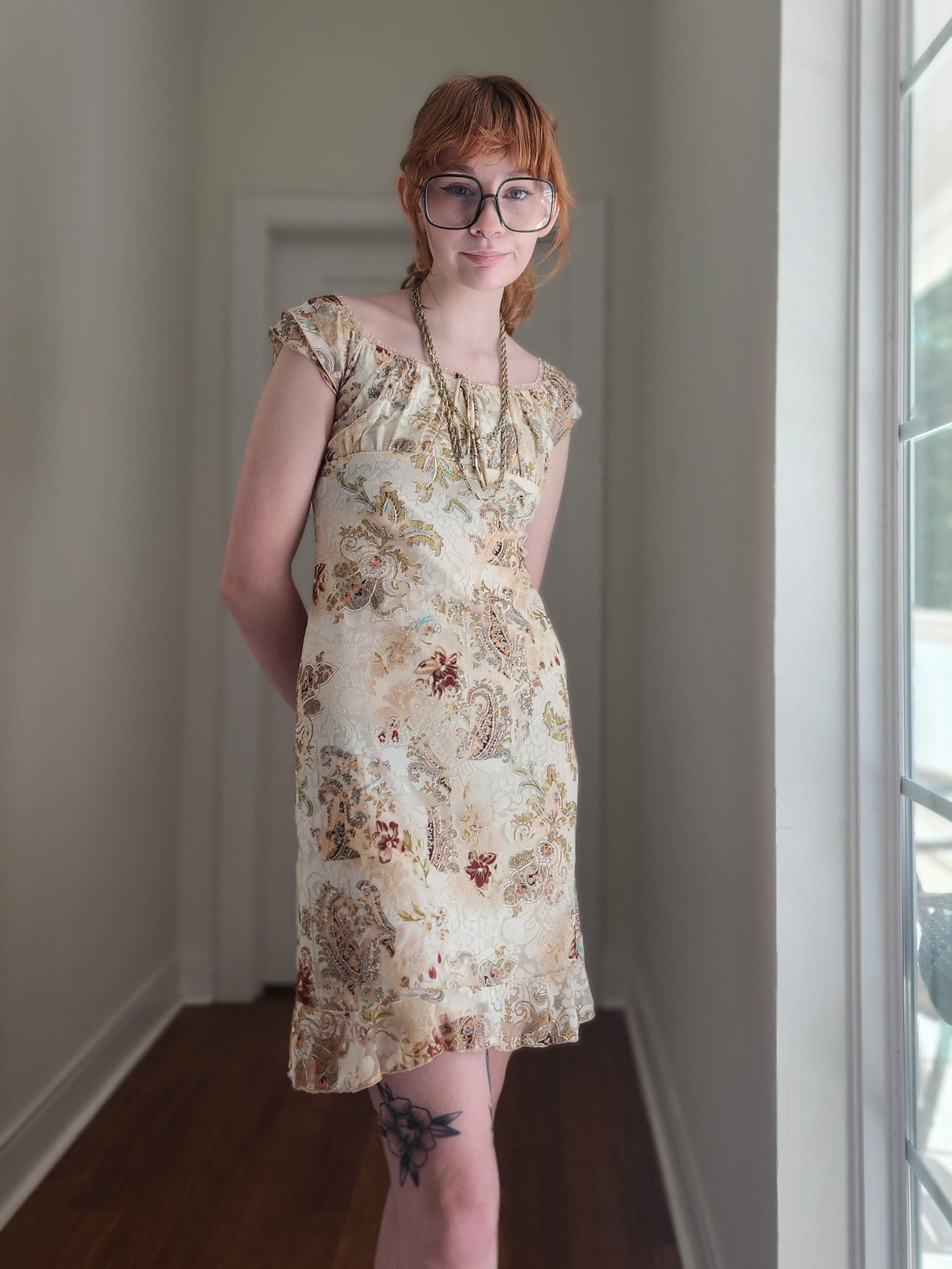 Cream Paisley Mini Dress | Size S