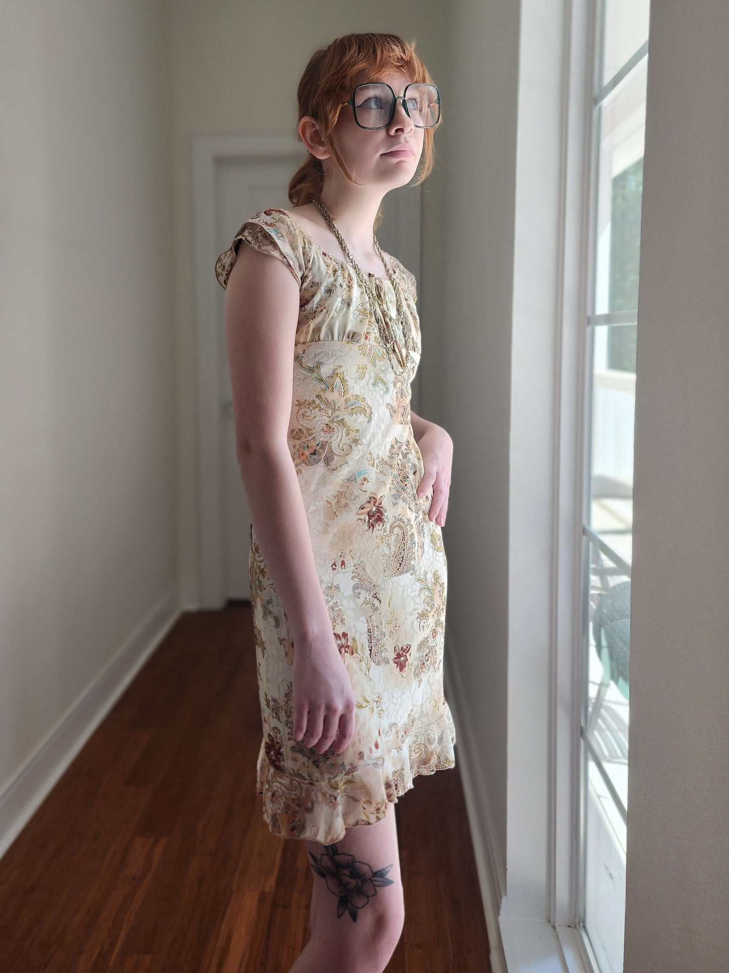 Cream Paisley Mini Dress | Size S