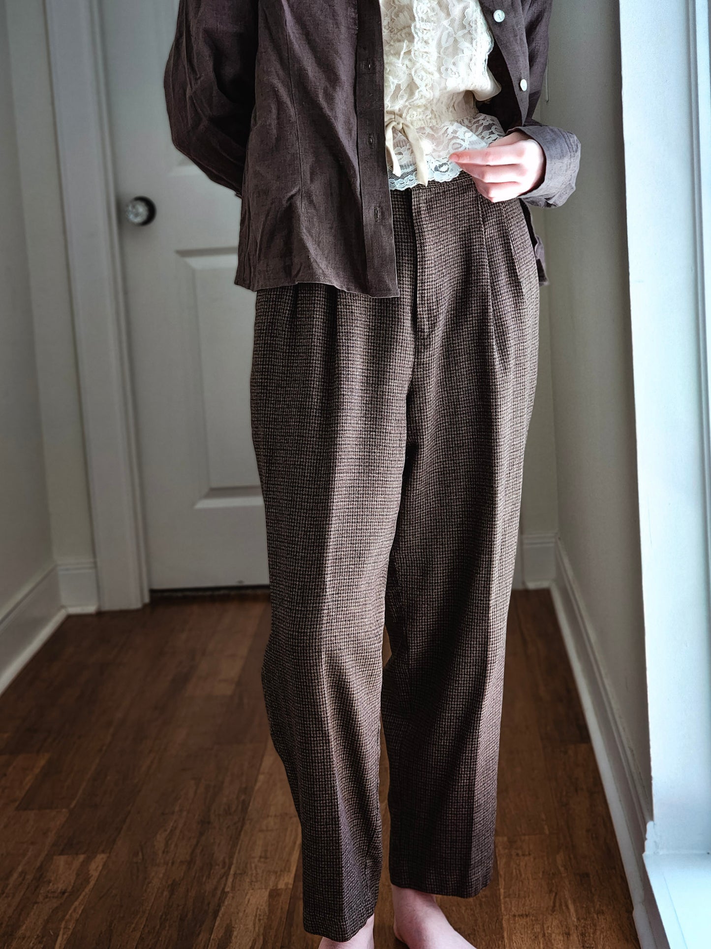 Brown Gingham Pants | S/M