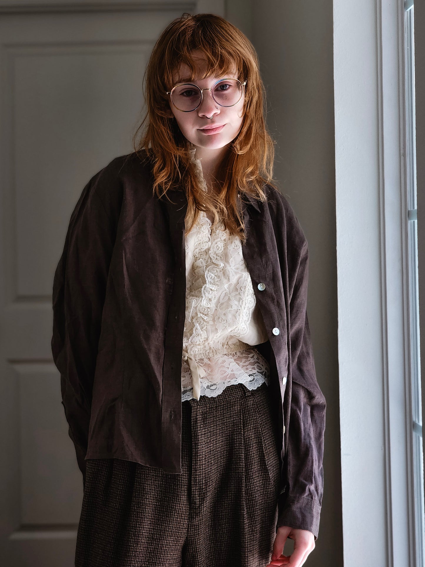 Brown Linen Button Up | S/M