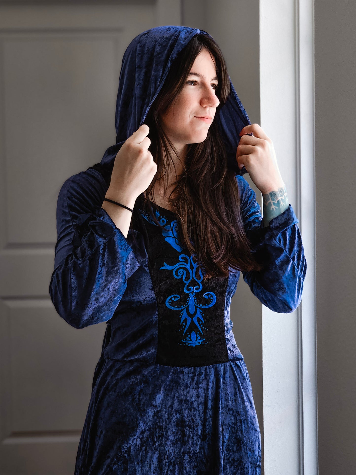 Velvet Hooded Dress | S