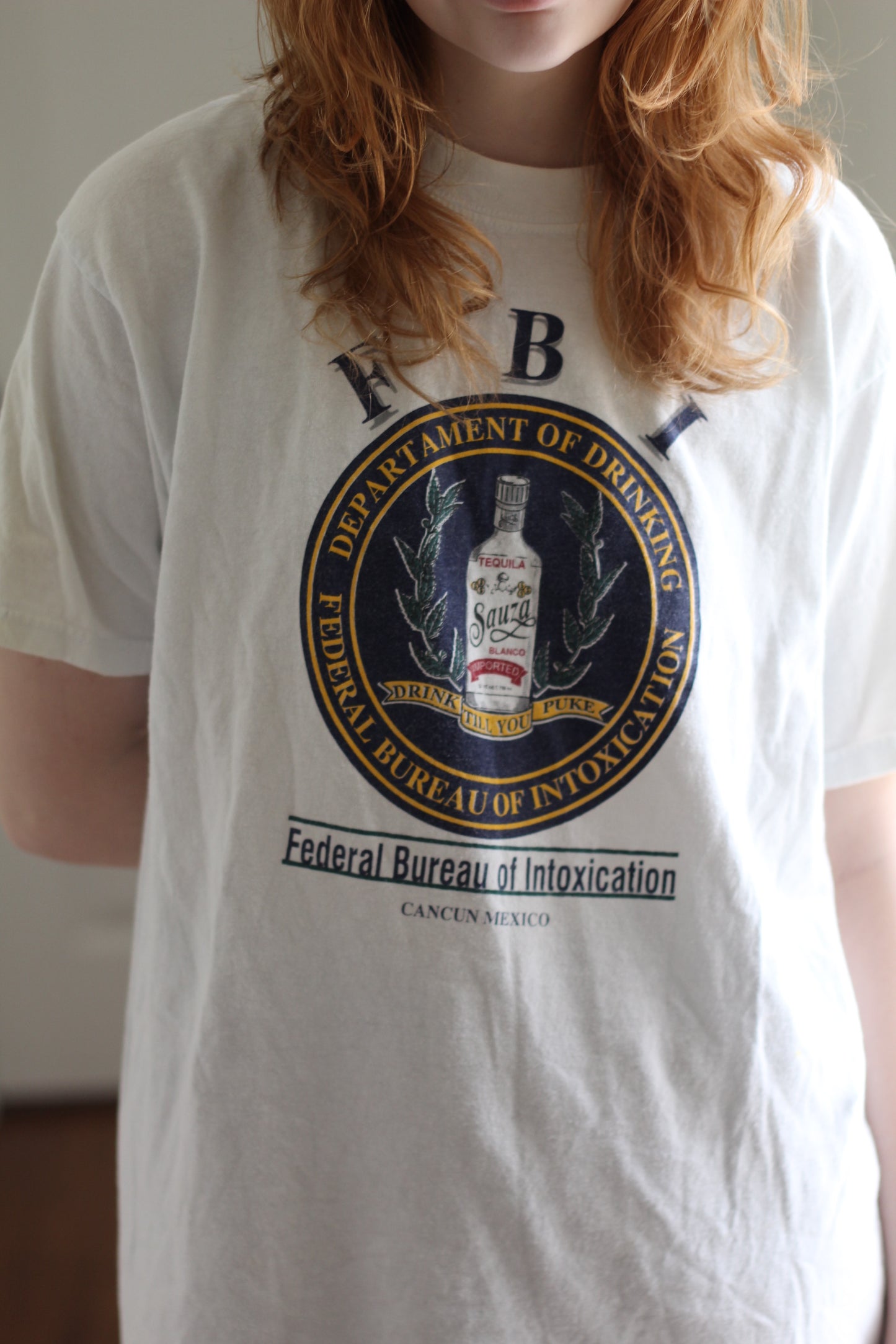 White "FBI" Tee | Size L