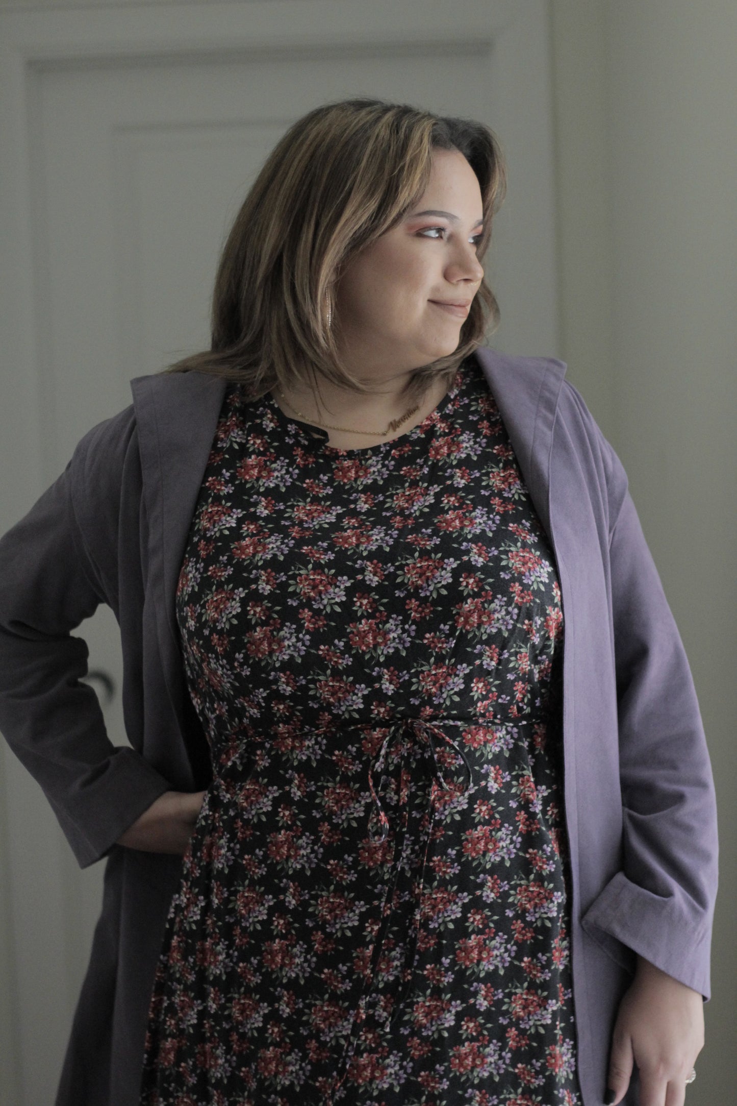 Suede Plum Coat | Size L