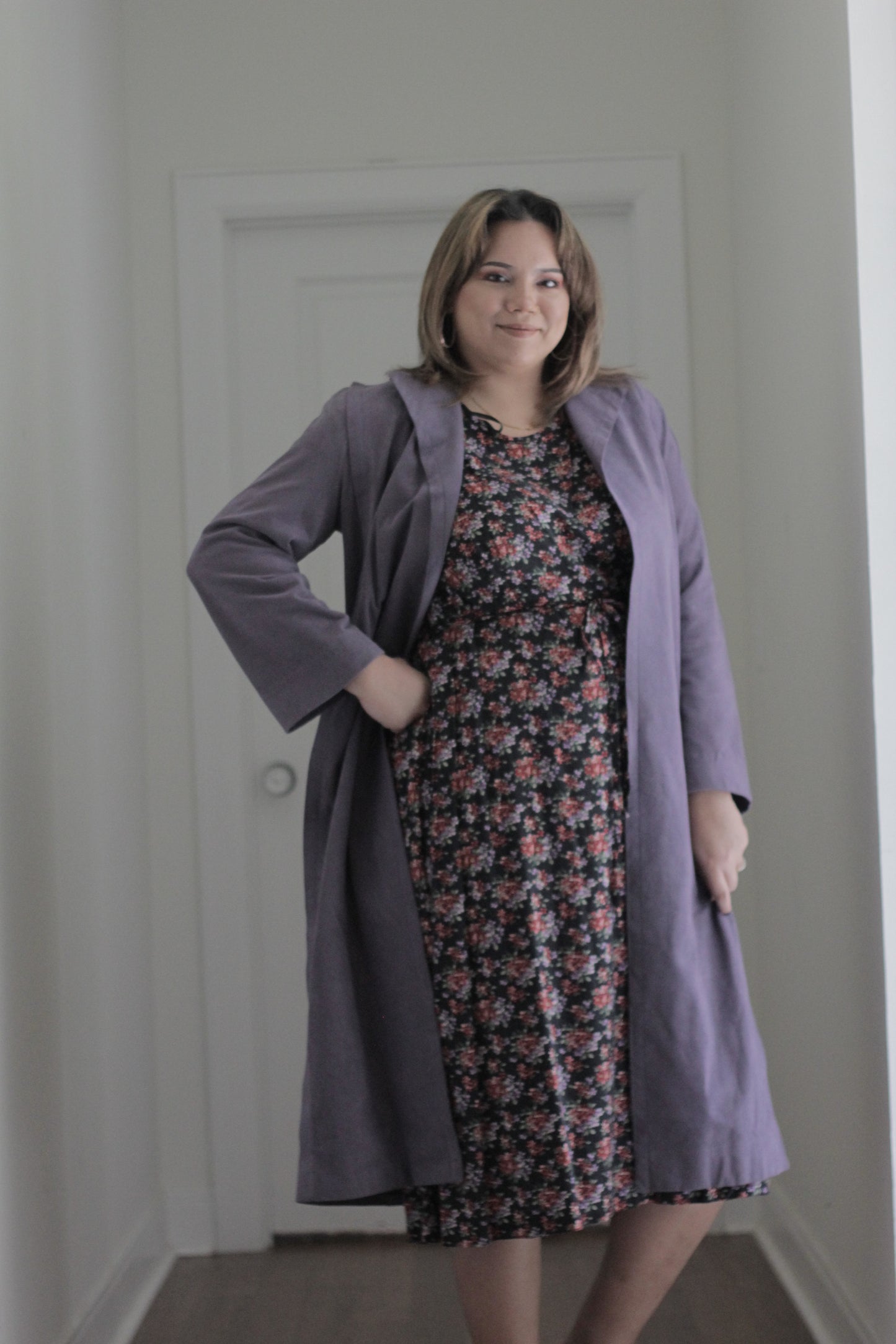Suede Plum Coat | Size L