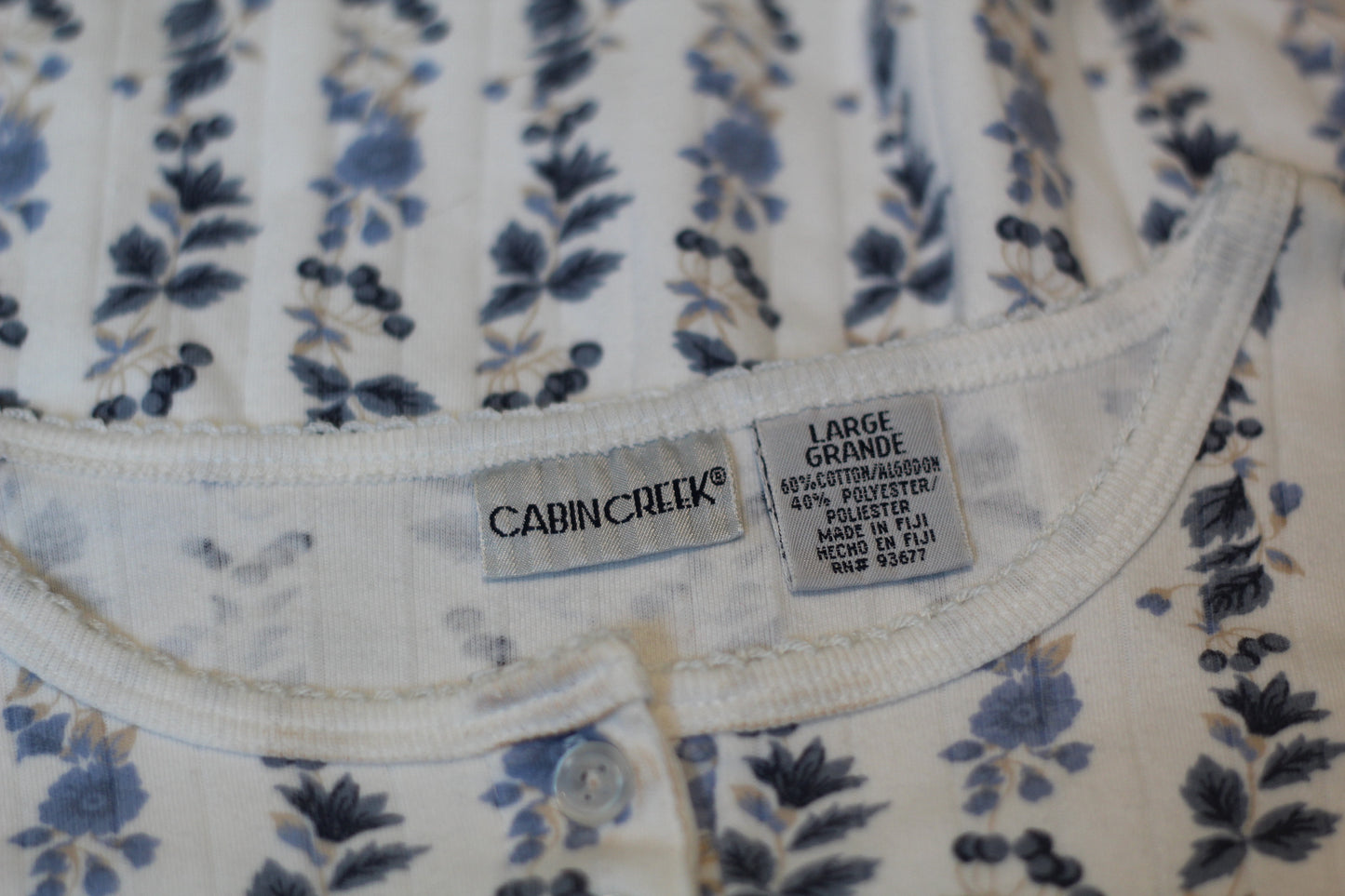 Blue Floral Henley | Size XL
