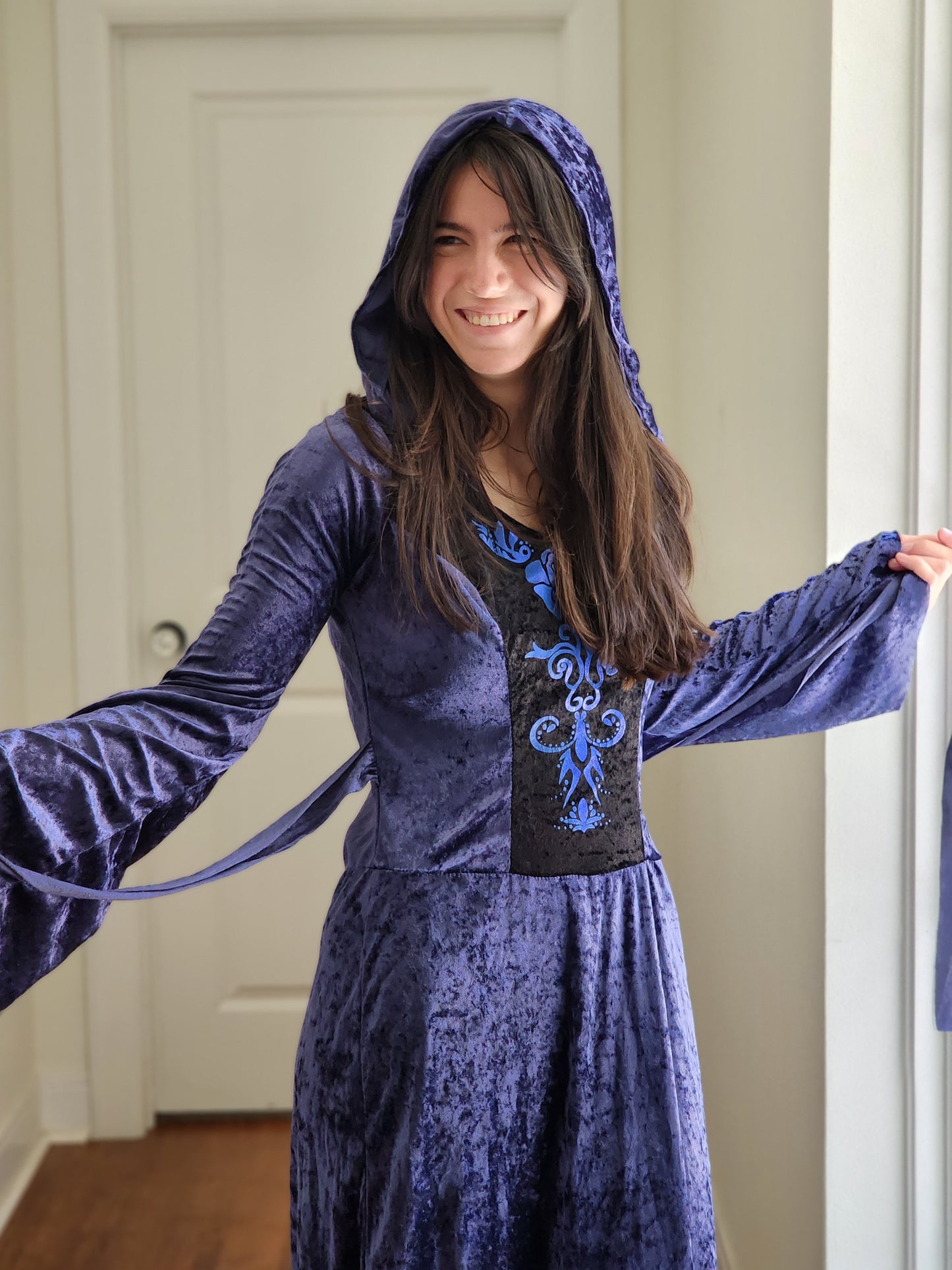 Velvet Hooded Dress | S