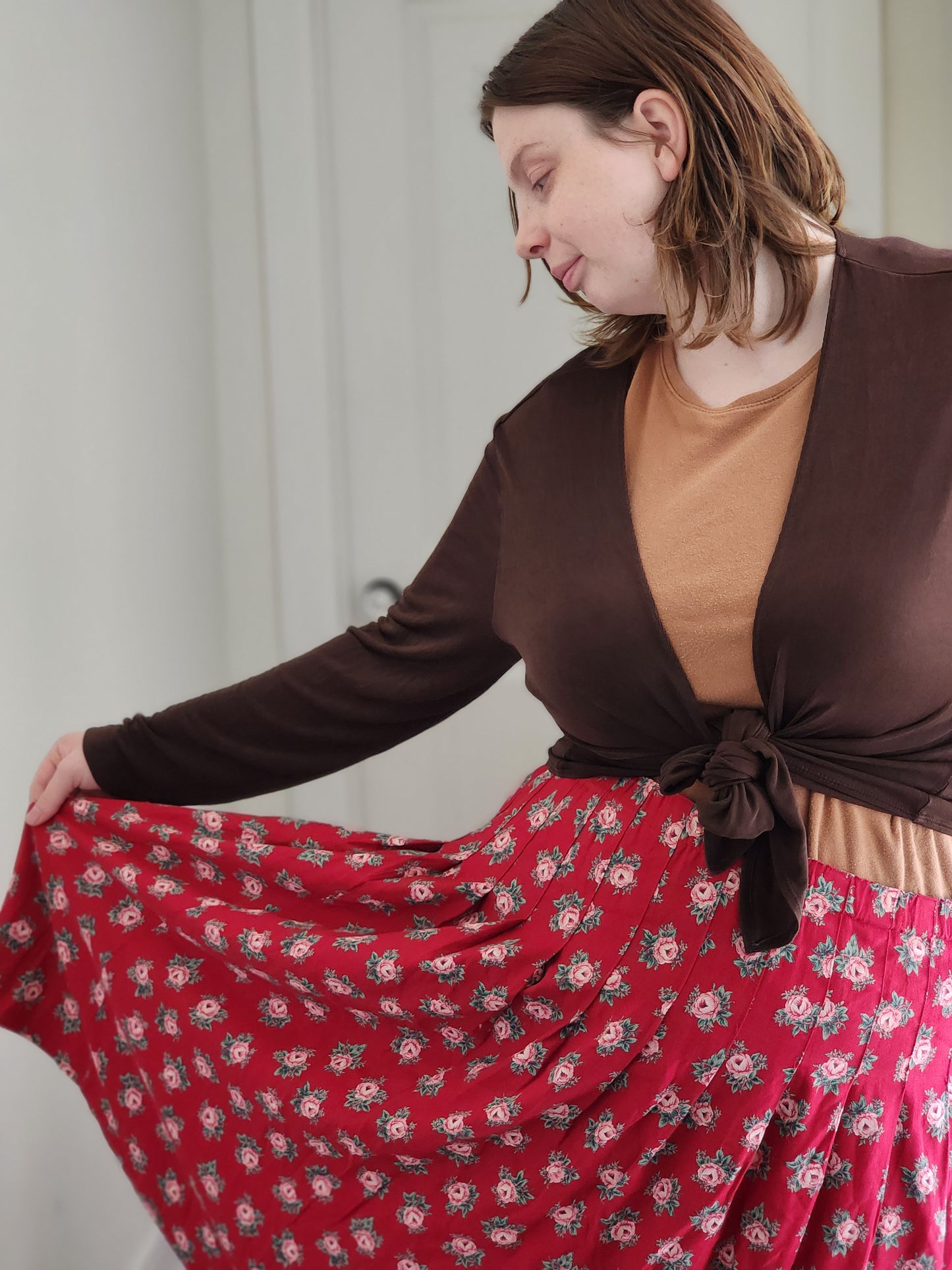Floral Red Prairie Skirt | XL