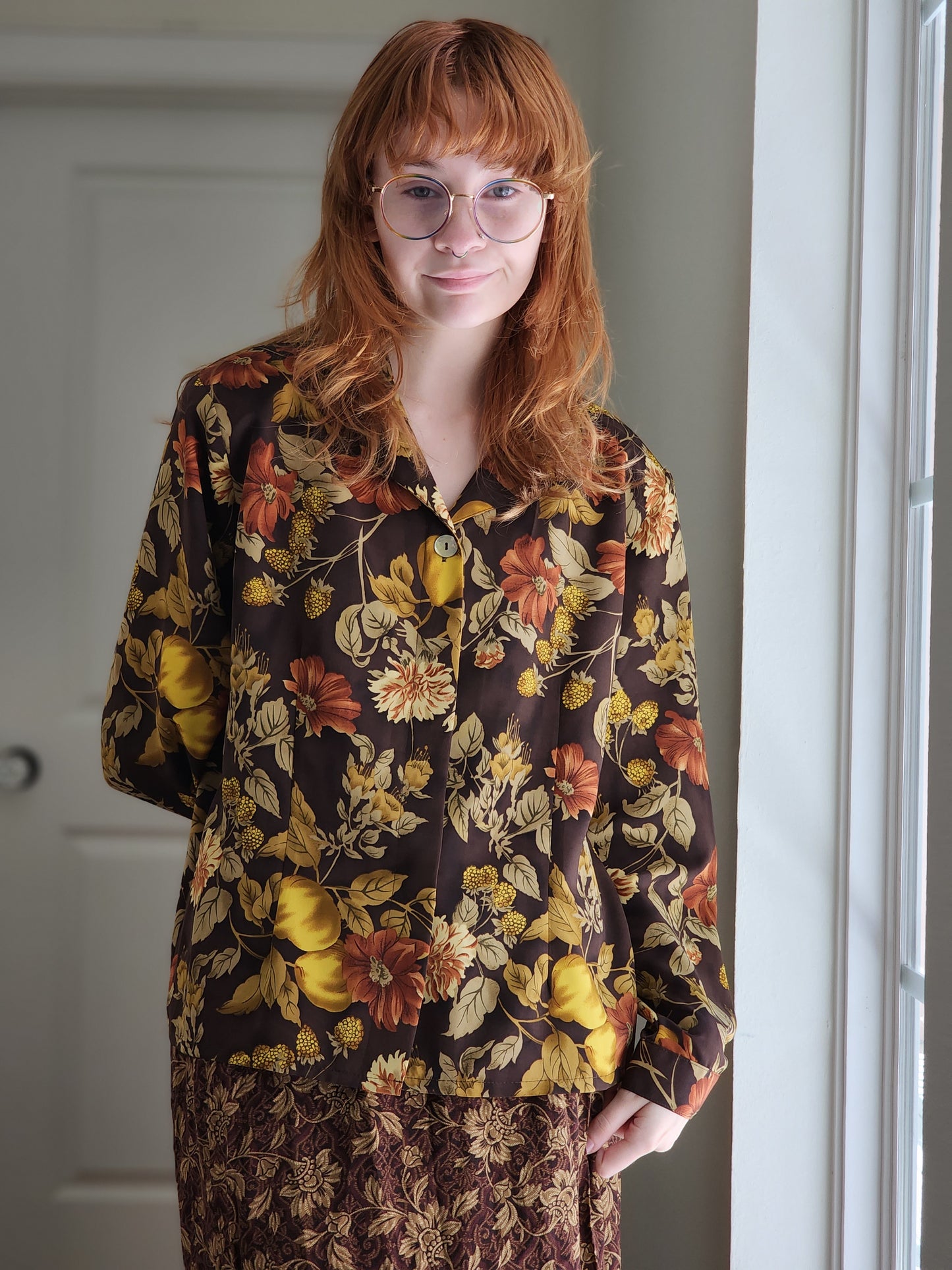 Autumnal Floral Shirt | Size M