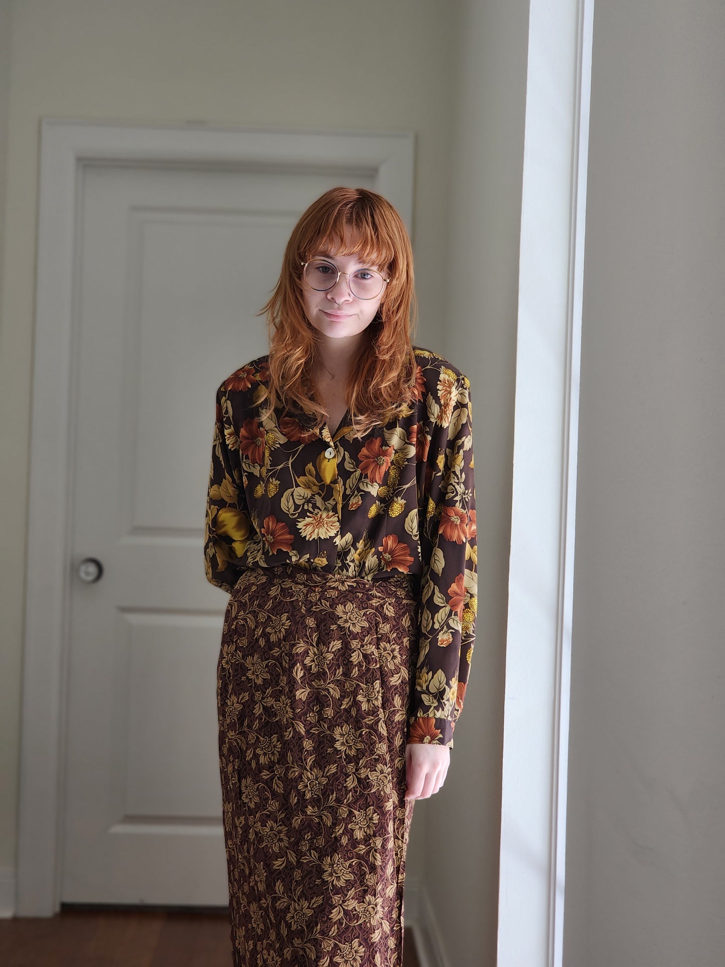 Autumnal Floral Shirt | Size M