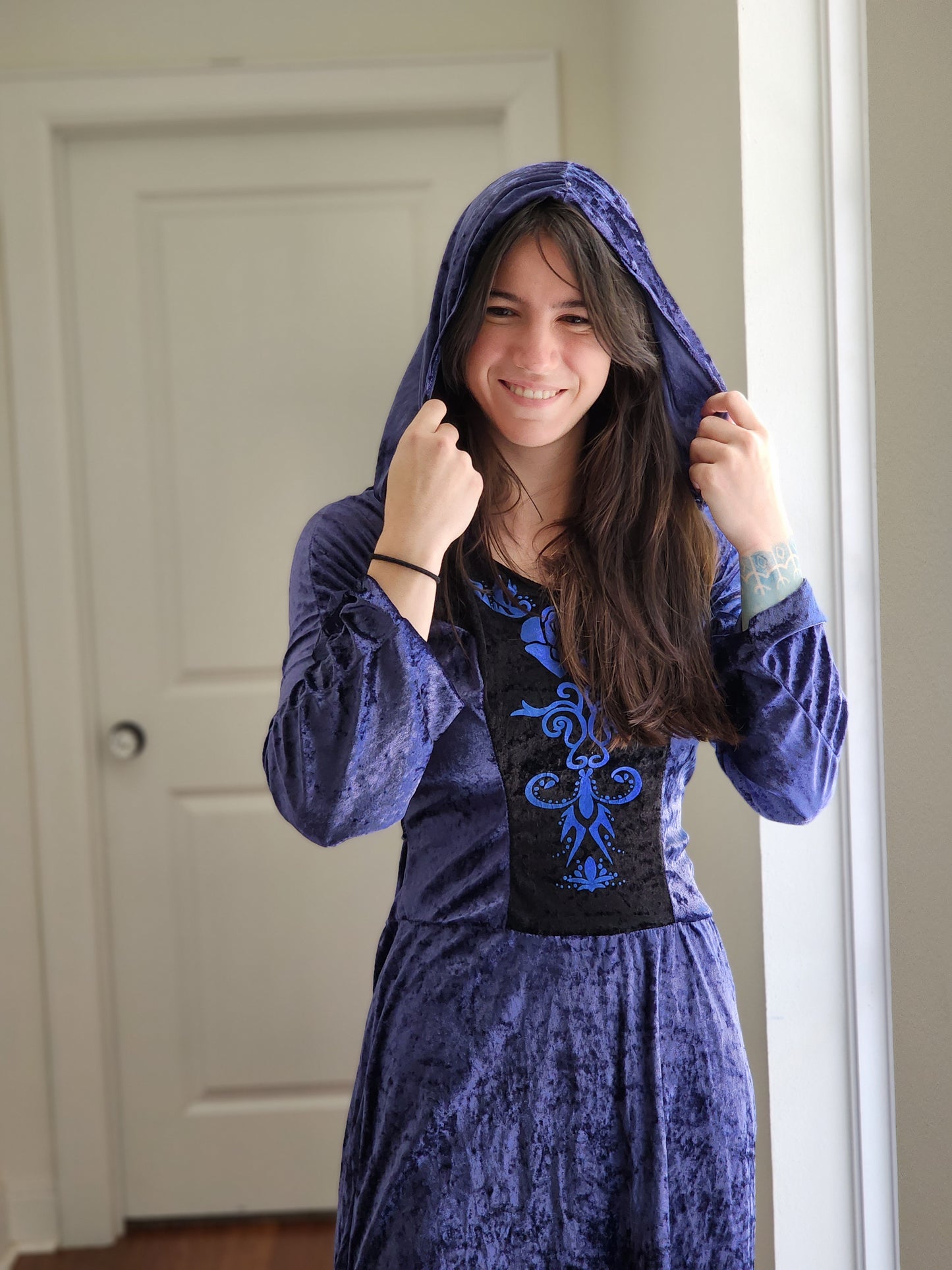 Velvet Hooded Dress | S