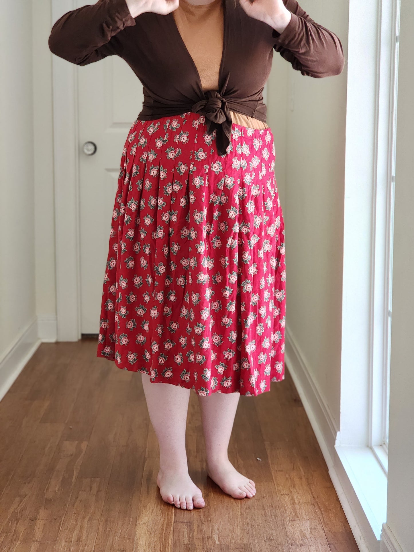 Floral Red Prairie Skirt | XL