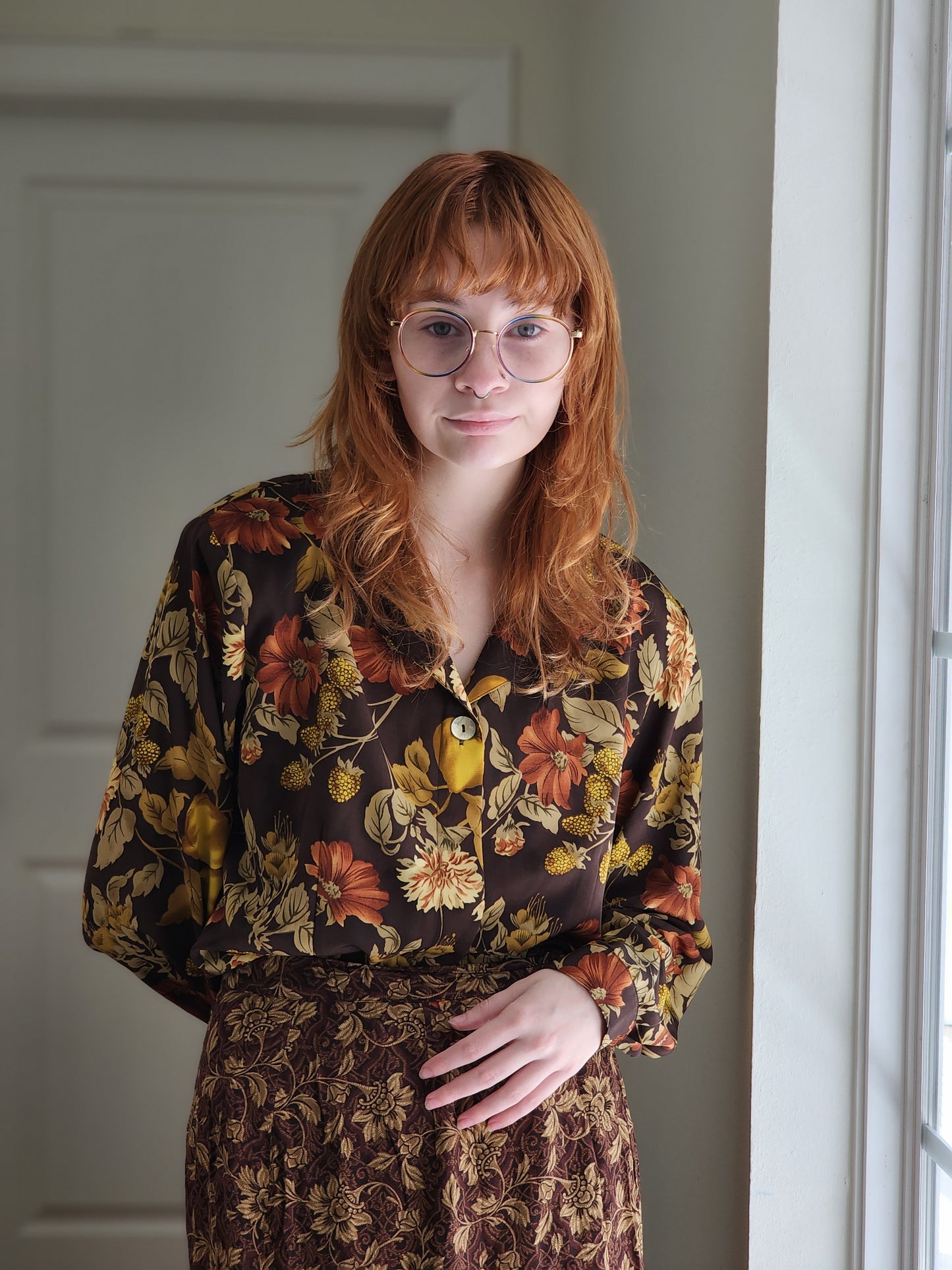 Autumnal Floral Shirt | Size M