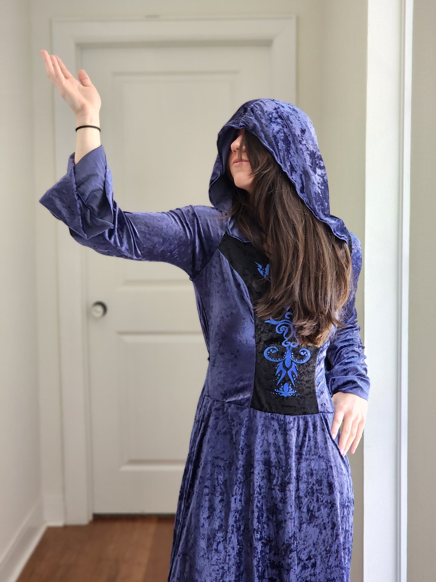 Velvet Hooded Dress | S
