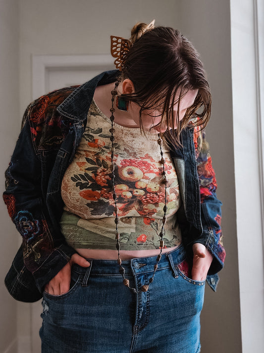 Floral Embroidered Jacket | Size XL