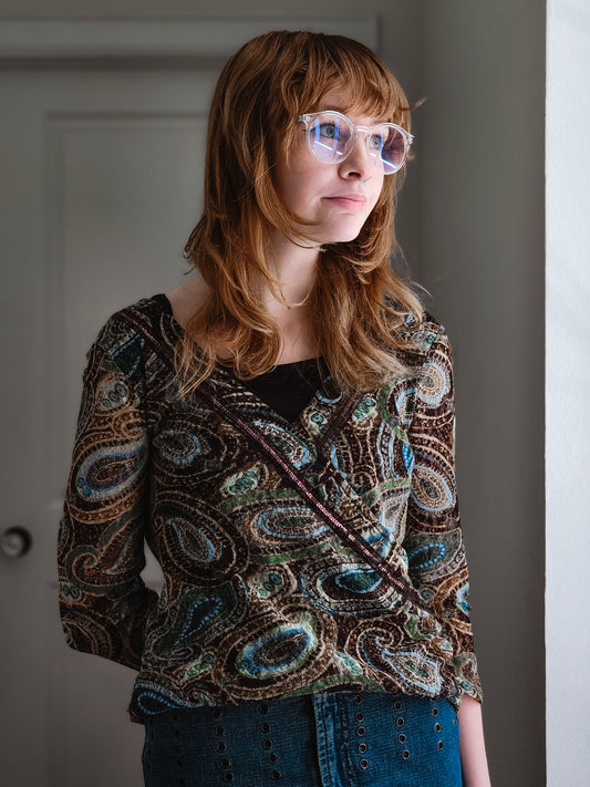 Earth-toned Paisley Top | Size M