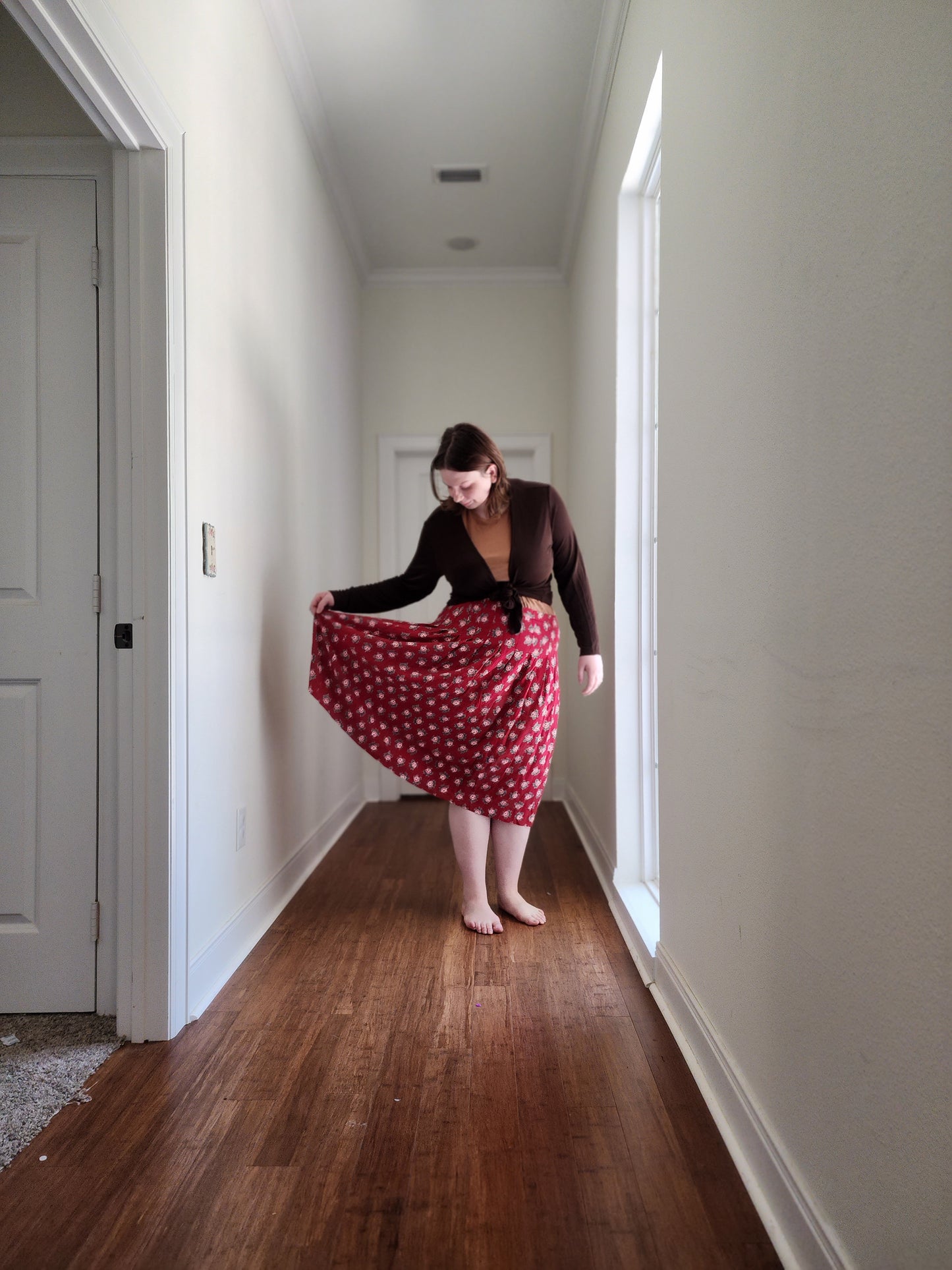 Floral Red Prairie Skirt | XL